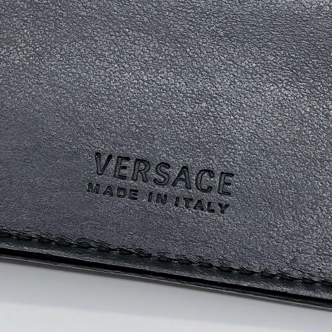 ヴェルサーチ マネークリップ メデューサ ロゴ 二つ折り財布 ブラック レザー