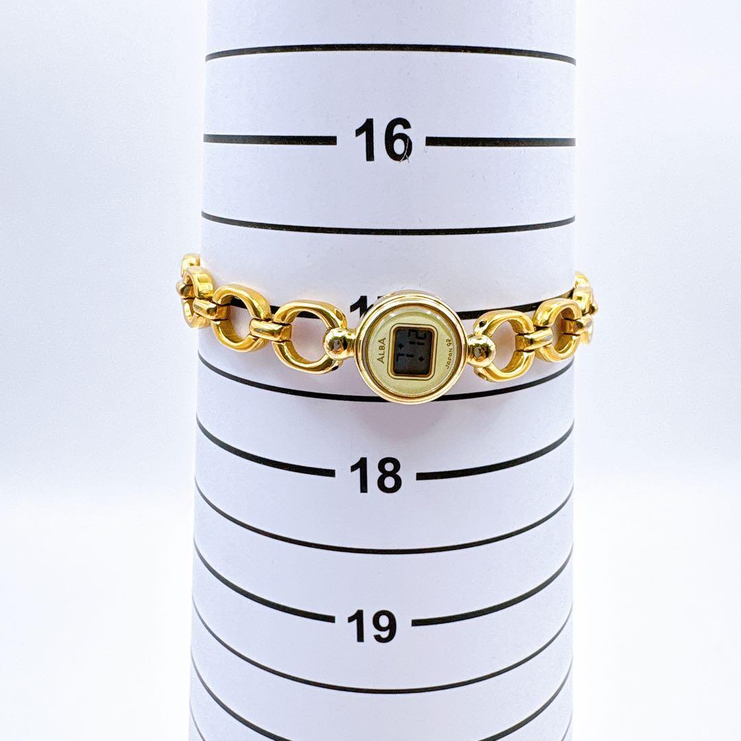 稼働 SEIKO ALBA ゴールドチェーン腕時計 クォーツ デジタル