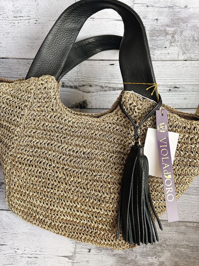 【新品】VIOLADORO かごバッグ レザーハンドル