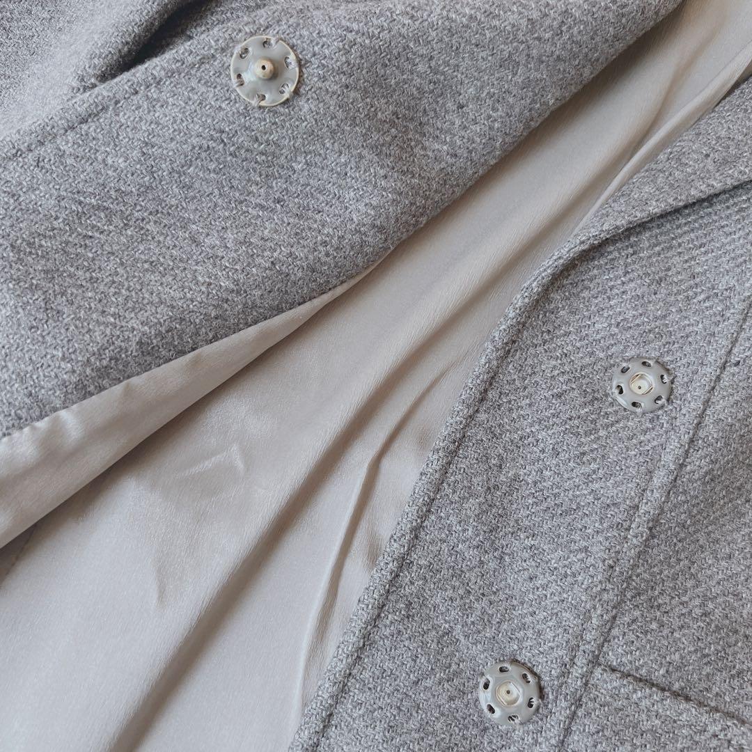 【良品】レッドヴァレンチノ フリル チェスターコート 38 グレー　ツィード