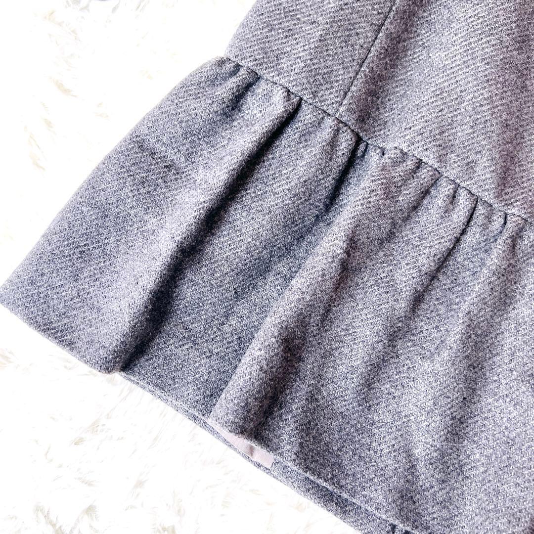 【良品】レッドヴァレンチノ フリル チェスターコート 38 グレー　ツィード