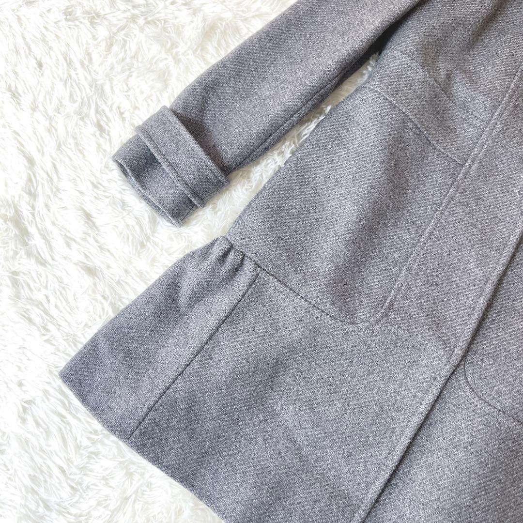 【良品】レッドヴァレンチノ フリル チェスターコート 38 グレー　ツィード