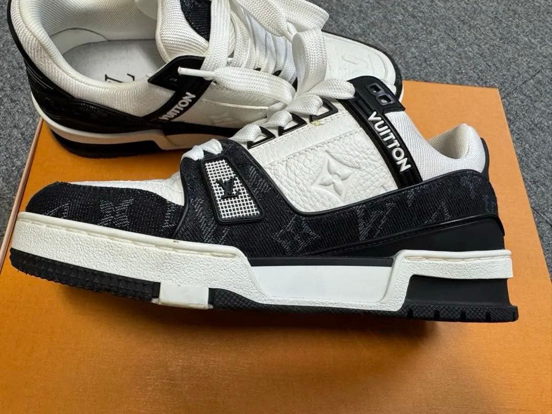 Louis Vuitton トレイナーライン モノグラムデニム レザー 36.5