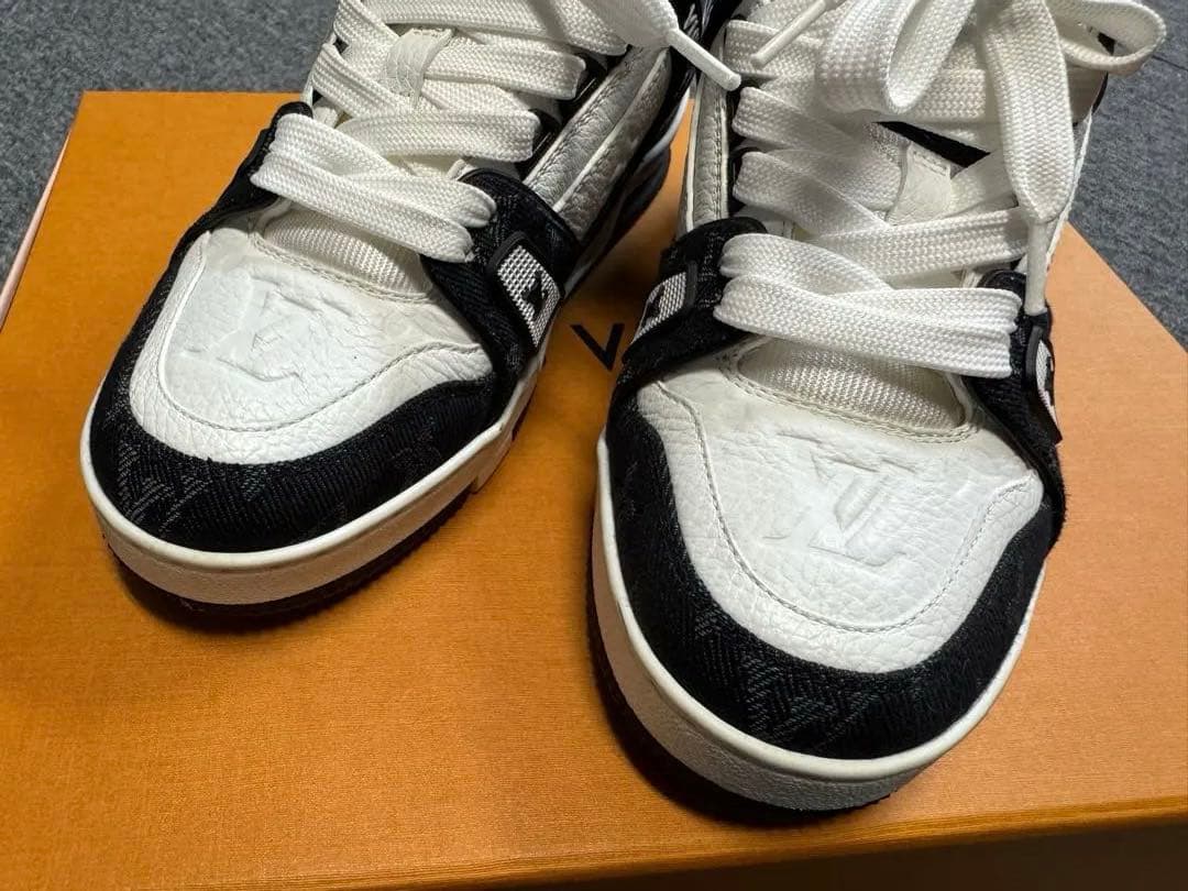 Louis Vuitton トレイナーライン モノグラムデニム レザー 36.5