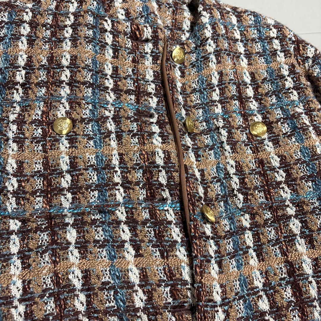 【美品✨】ミラ オーウェン ツイード ノーカラー ジャケット 金ボタン