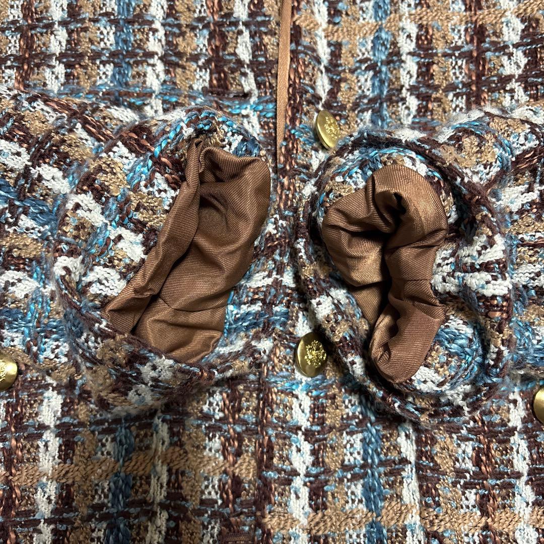 【美品✨】ミラ オーウェン ツイード ノーカラー ジャケット 金ボタン