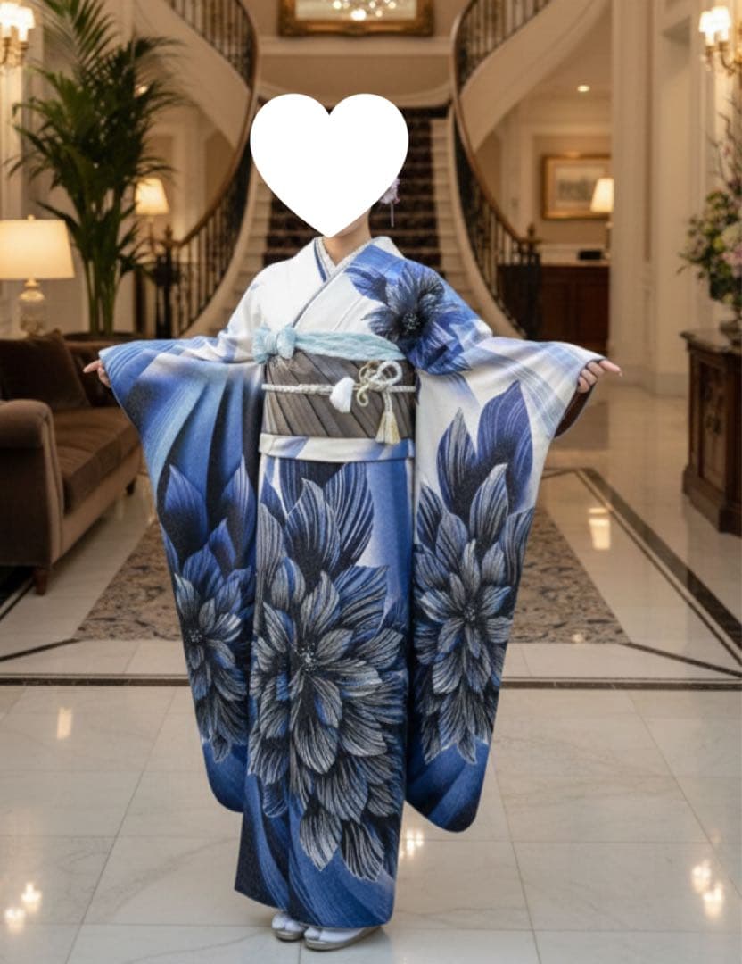 SWEETANGEL ラインストーン振袖 完全フルセット 大輪 ダリア 振袖一式