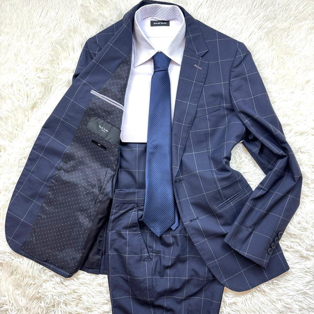 ポールスミス スーツ セットアップ super120's チェック ネイビーM