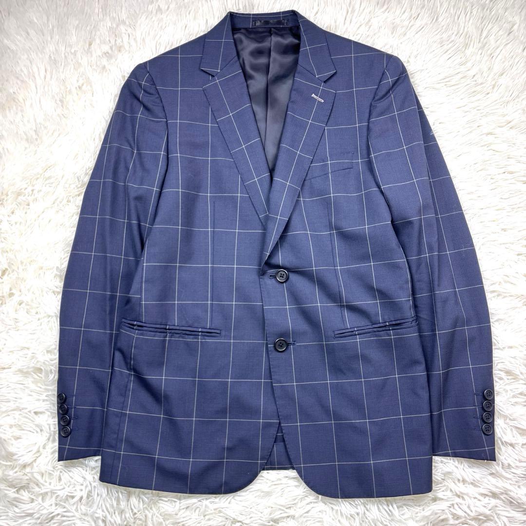 ポールスミス スーツ セットアップ super120's チェック ネイビーM