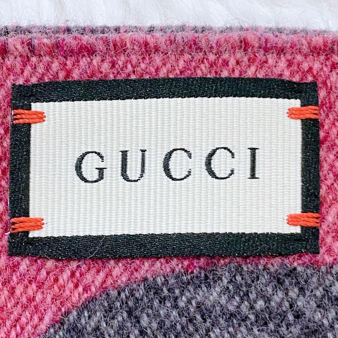 【未使用級】GUCCI ジャガードウールシルクスカーフ 大判マフラー