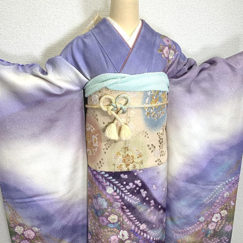 312z18〇翠山工房 振袖 銀通し 辻が花絞り 成人式結婚式〇美品