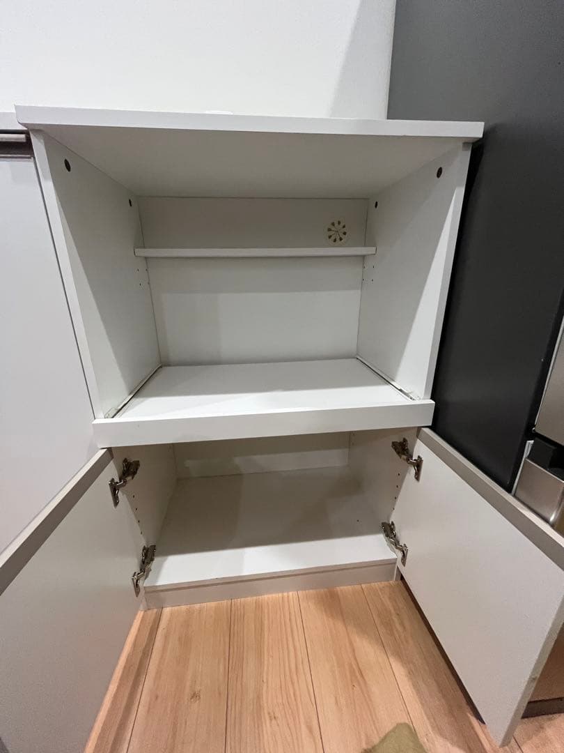 ニトリ　キッチンカウンター　レンジ置き　ホワイト