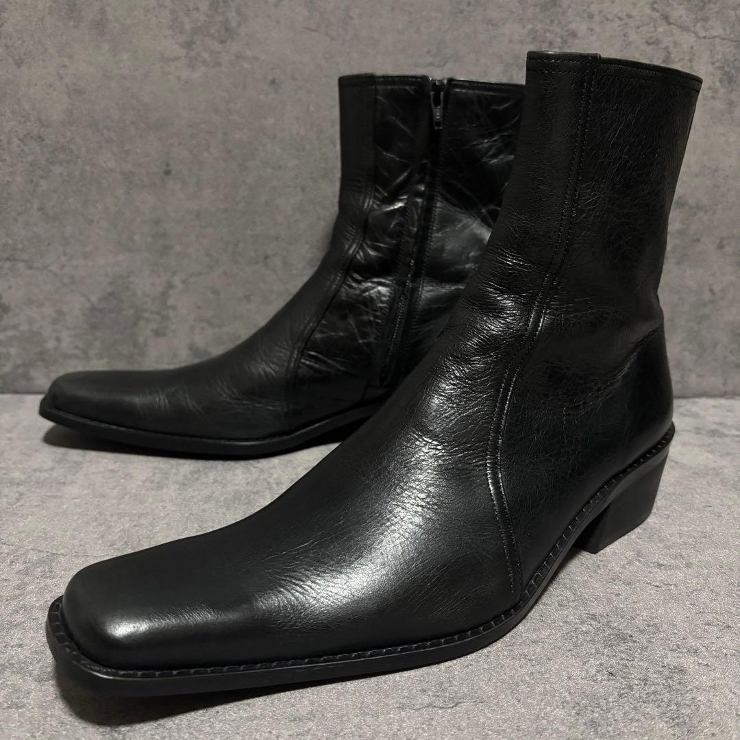 未使用級　5351プールオム　ブーツ　サイドジップ　ブラック　本革　2112