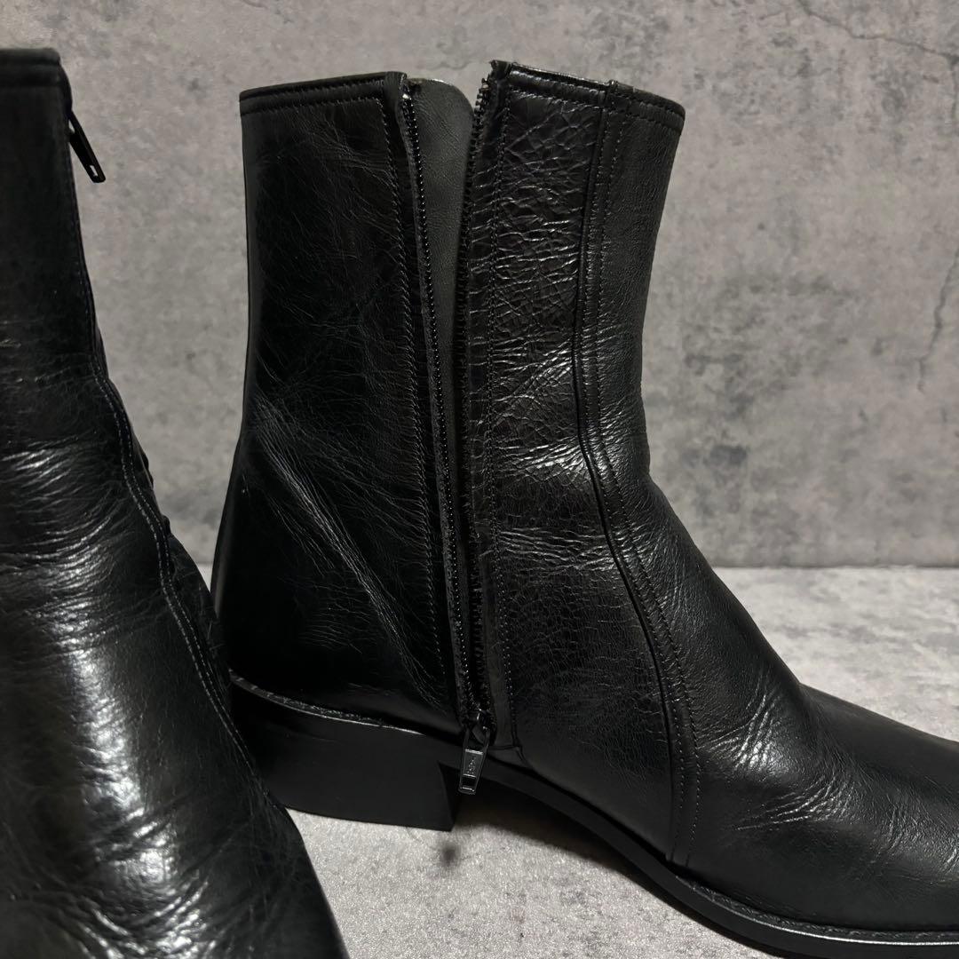 未使用級　5351プールオム　ブーツ　サイドジップ　ブラック　本革　2112