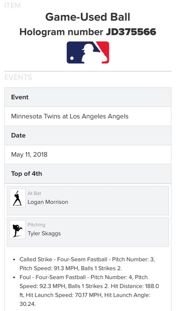 大谷翔平　出場　実使用ボール　MLB公式球