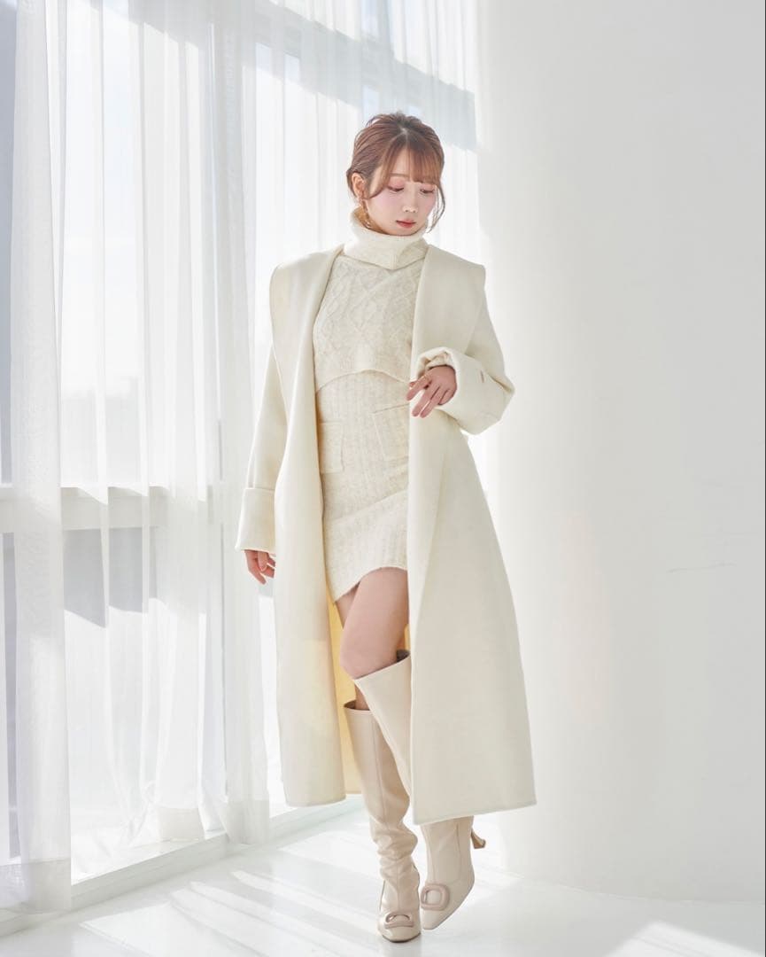 Rose Muse Rose charm rever coat ホワイト