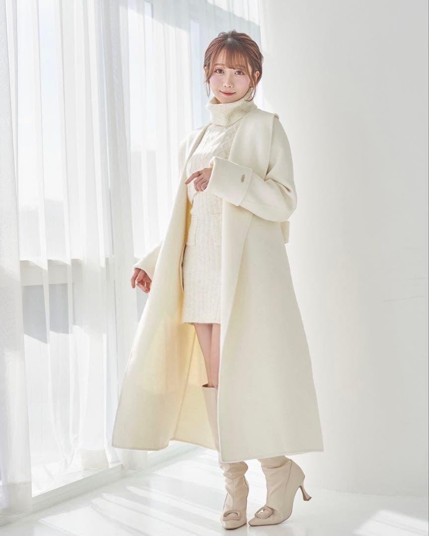 Rose Muse Rose charm rever coat ホワイト