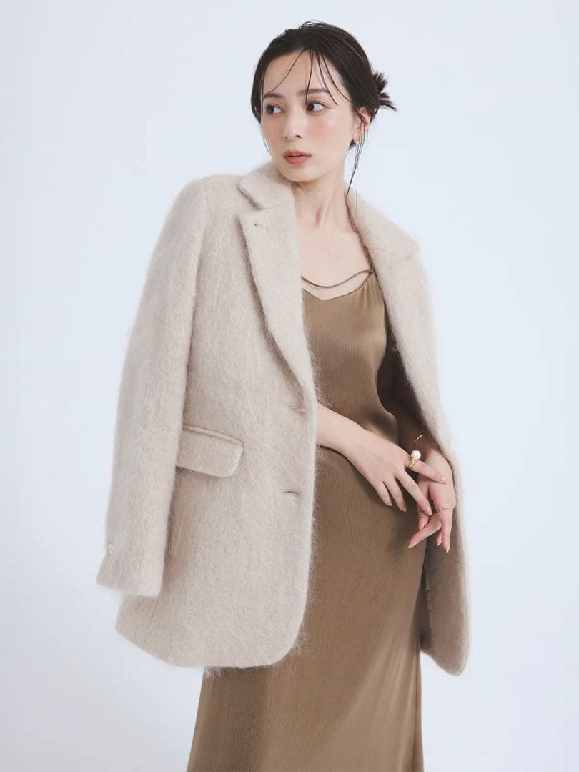 anuans モヘアシャギーテーラードジャケット