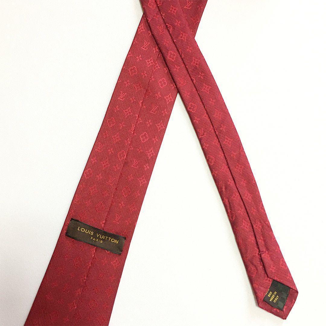 未使用級 ルイヴィトン Louis Vuitton ネクタイ レッド モノグラム