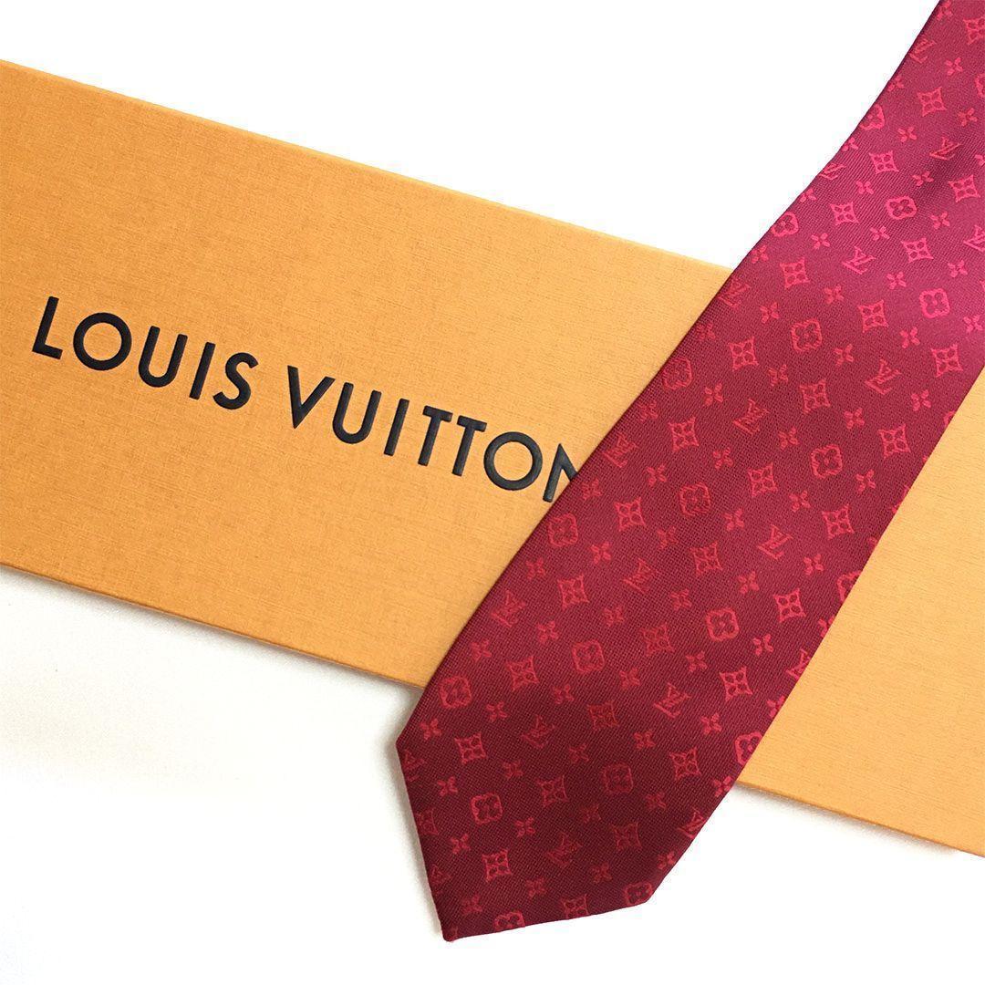 未使用級 ルイヴィトン Louis Vuitton ネクタイ レッド モノグラム