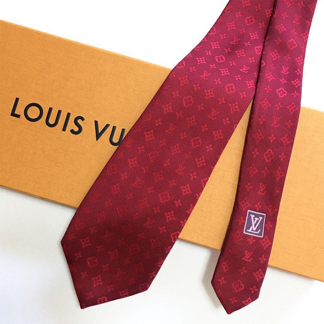 未使用級 ルイヴィトン Louis Vuitton ネクタイ レッド モノグラム
