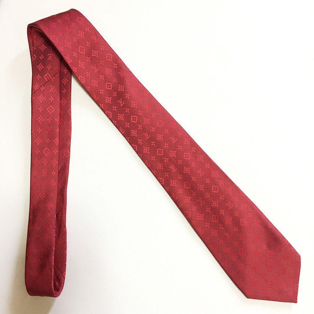 未使用級 ルイヴィトン Louis Vuitton ネクタイ レッド モノグラム