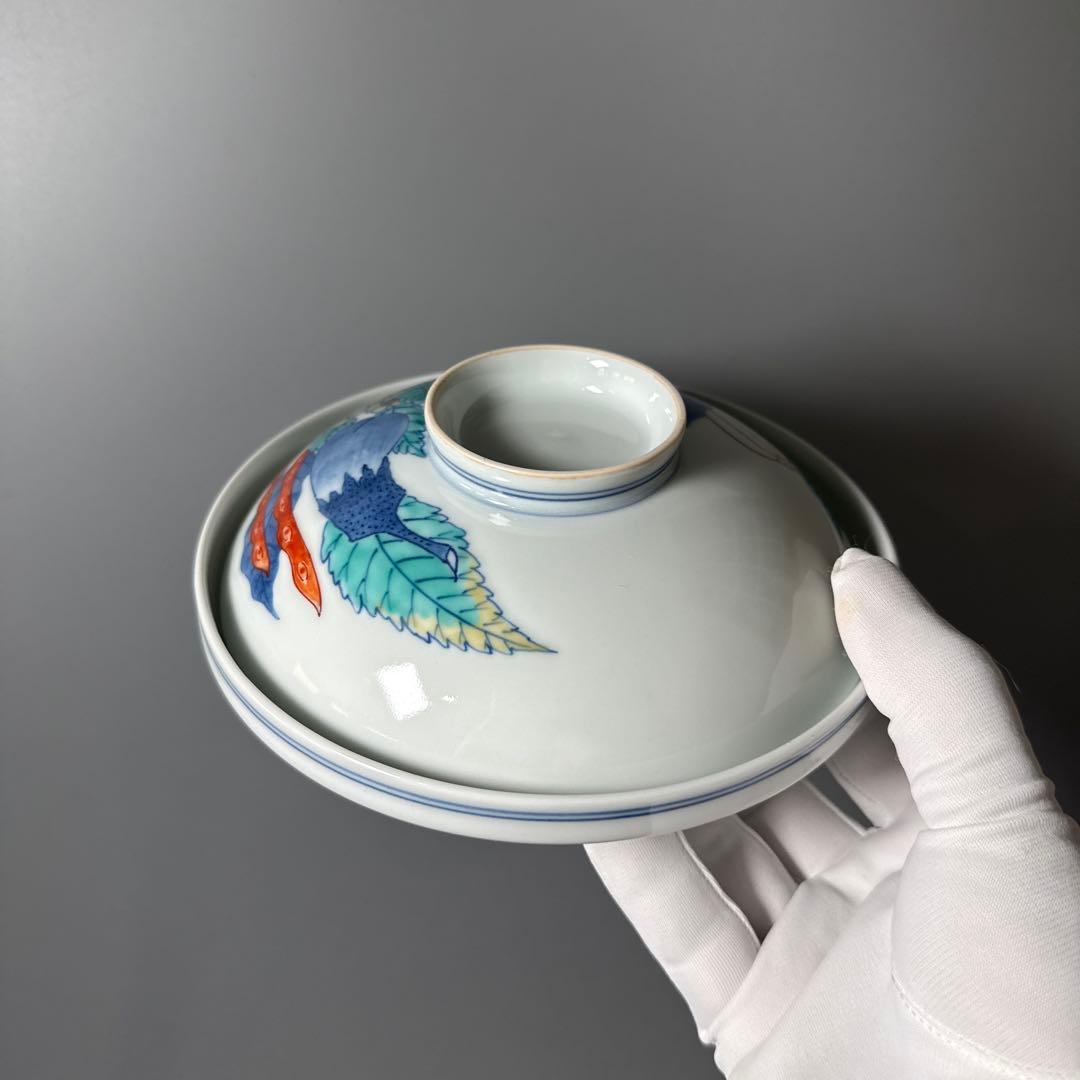 人間国宝　十三代　今泉今右衛門　錦　野菜絵蓋物　五客　共箱　有田焼　鍋島様式