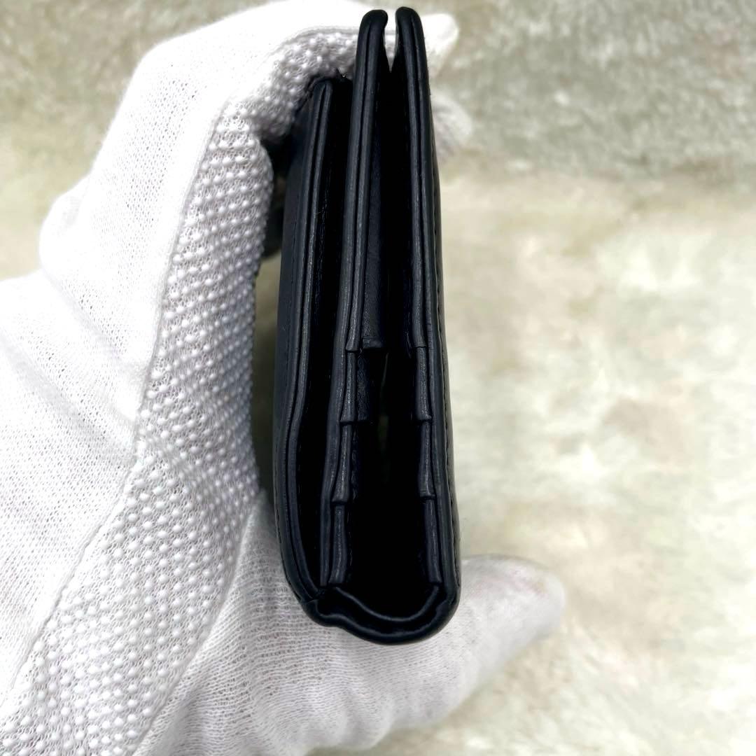 メゾンマルジェラ 2つ折り 財布　4ステッチ フリップフラップ レザー ブラック