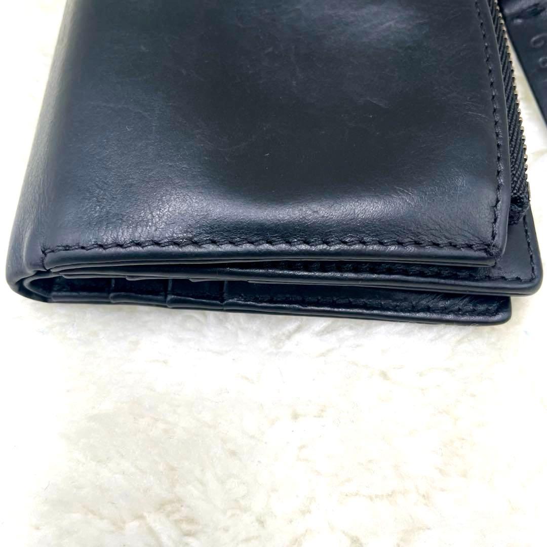 メゾンマルジェラ 2つ折り 財布　4ステッチ フリップフラップ レザー ブラック