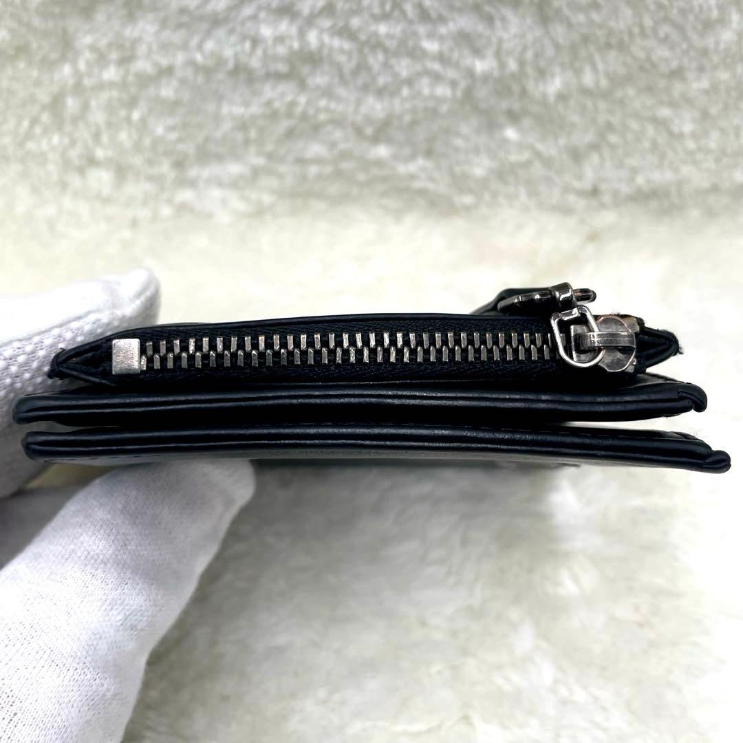 メゾンマルジェラ 2つ折り 財布　4ステッチ フリップフラップ レザー ブラック