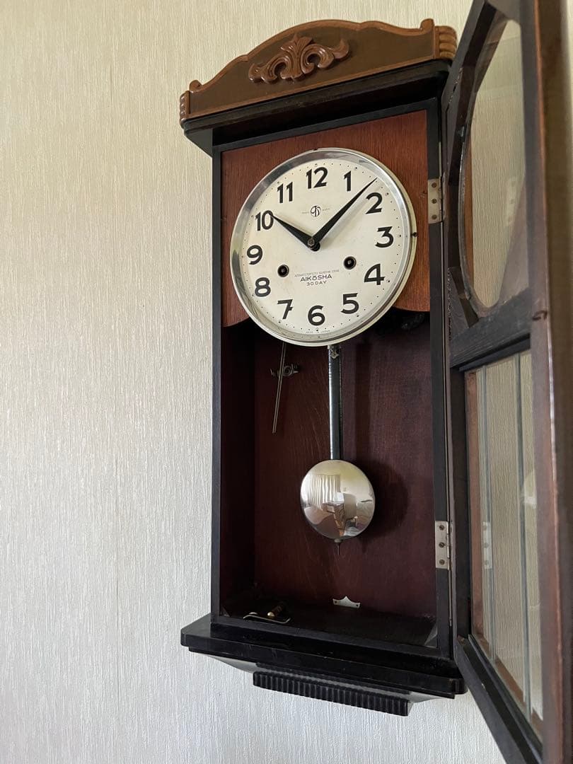 【希少】AIKOSHA 掛け時計 振り子式 昭和レトロ 壁掛け時計