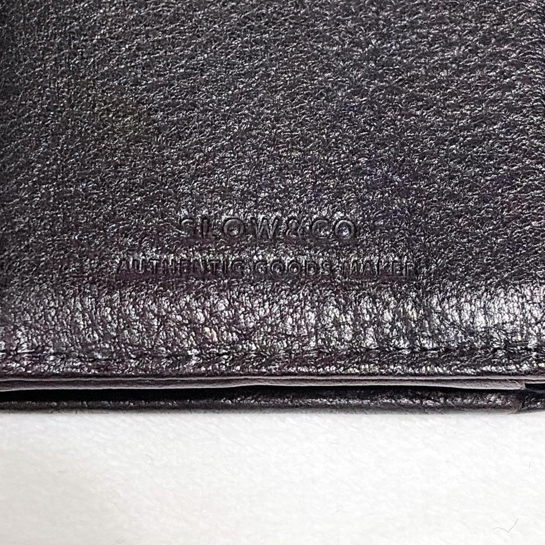 【美品】SLOW&CO がま口 三つ折り レザー財布 黒 本革