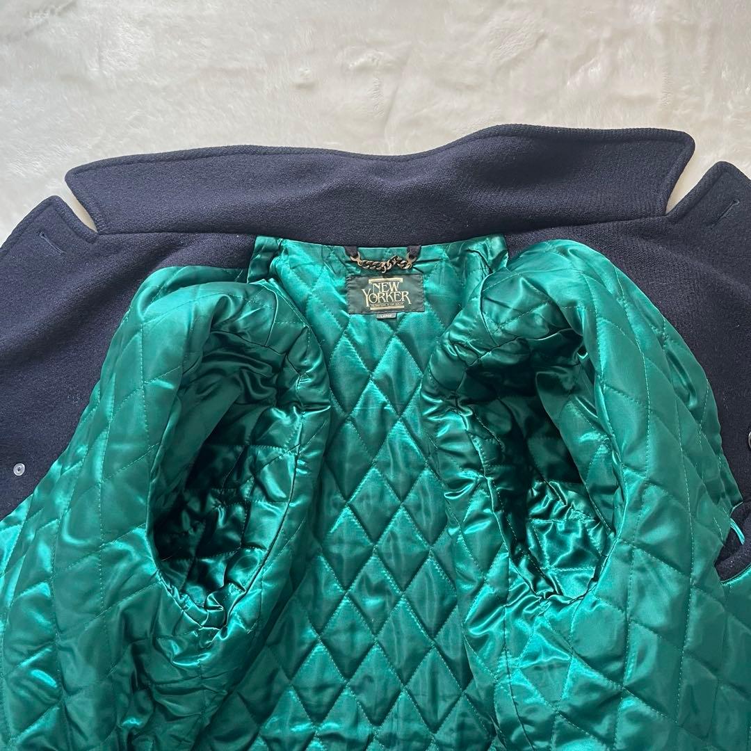 希少L✨ニューヨーカー ピーコート キルティング グリーン碇ヴィンテージ日本製