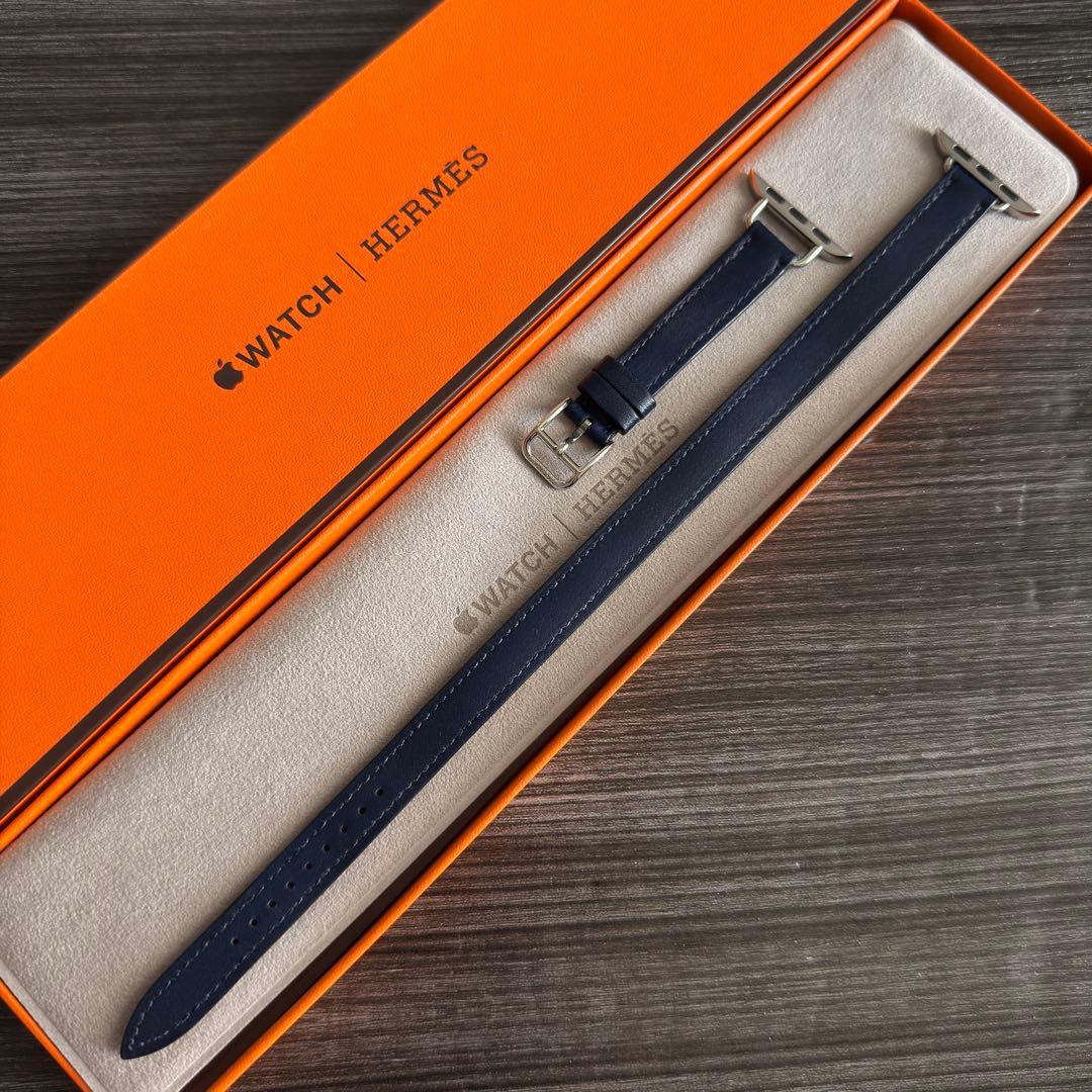 2881 ほぼ未使用　Apple Watch エルメス　ネイビー　二重　レザー