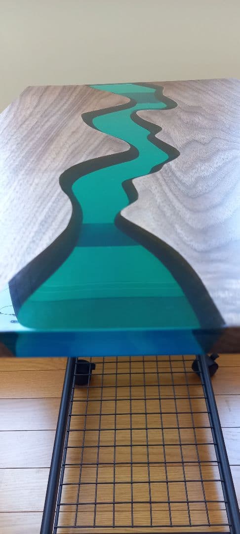 リバーテーブル　レジンテーブル　サイドテーブル　キッチンワゴン　キャスター付き