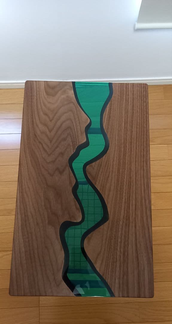 リバーテーブル　レジンテーブル　サイドテーブル　キッチンワゴン　キャスター付き