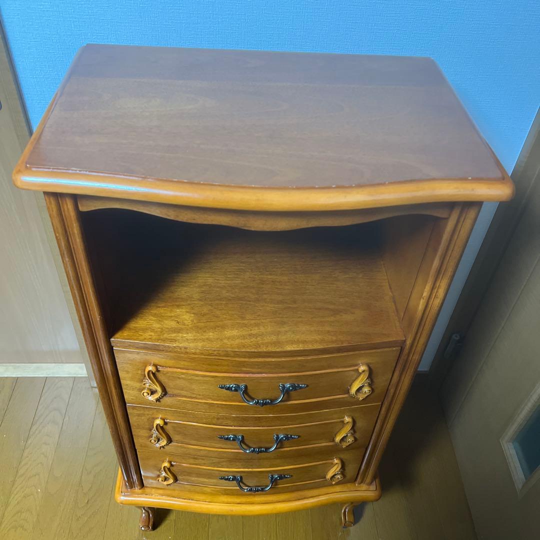 アンティーク風電話台キャビネット