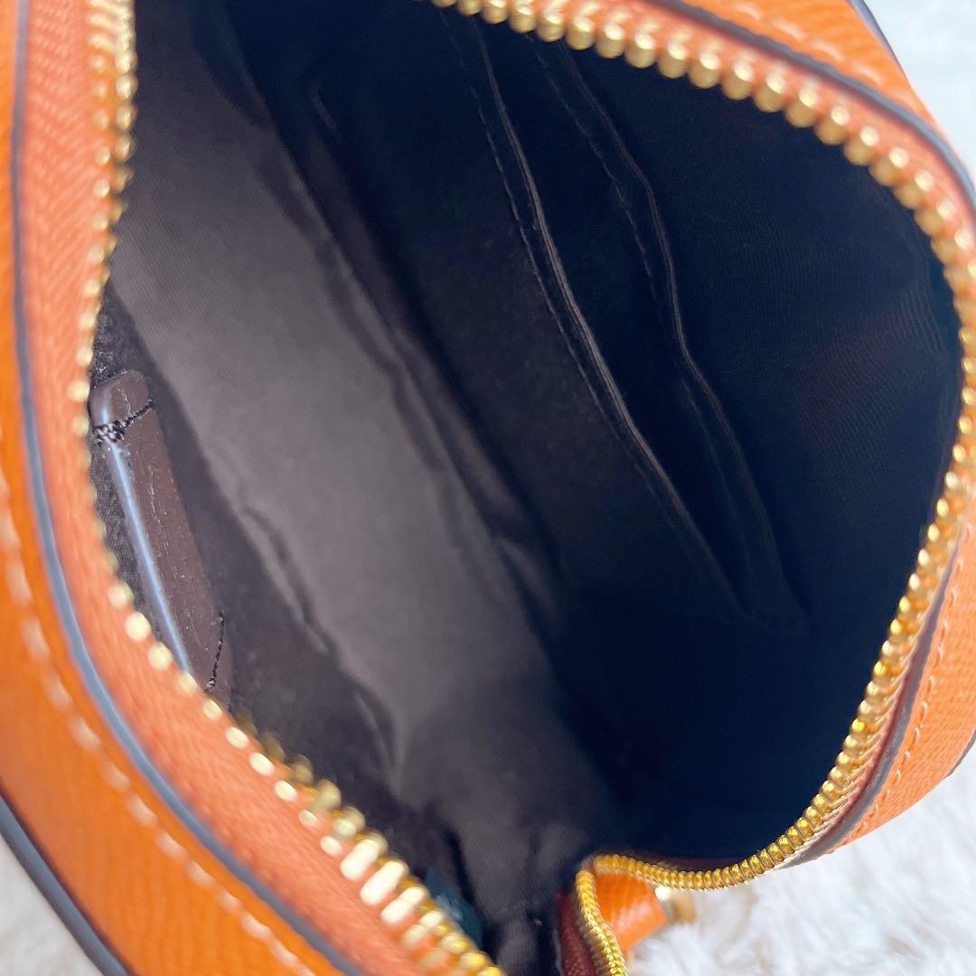 未使用級☆COACHコーチ 2wayショルダーカメラバッグ レザー オレンジ.