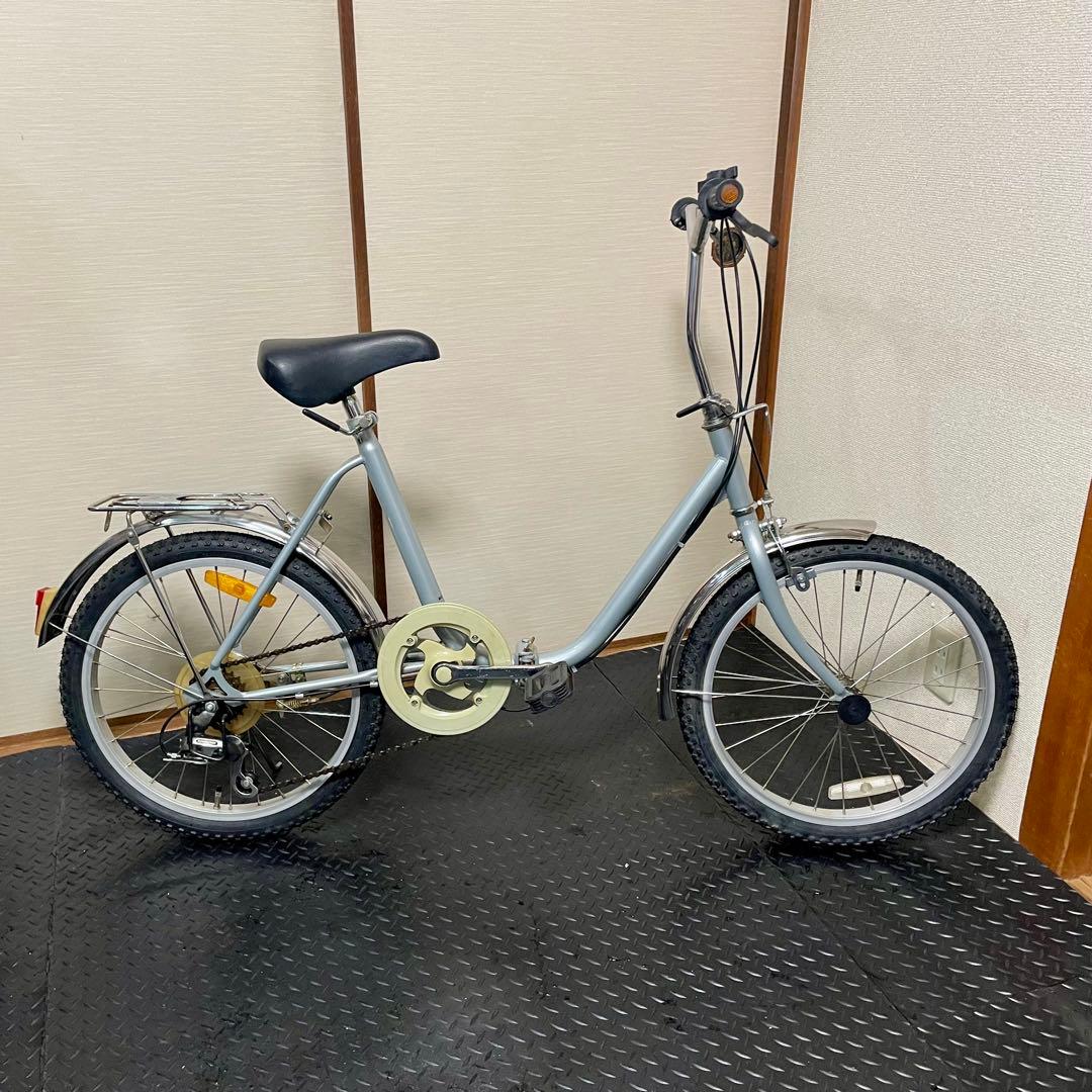 京都引き取り限定【整備済み】外装3段ブルーグレー折りたたみ自転車