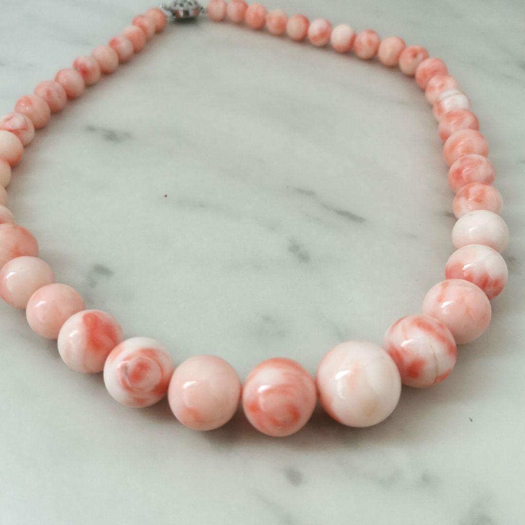 珊瑚、サンゴ、コーラル、ネックレスネックレス14.1mm、重约62.5g