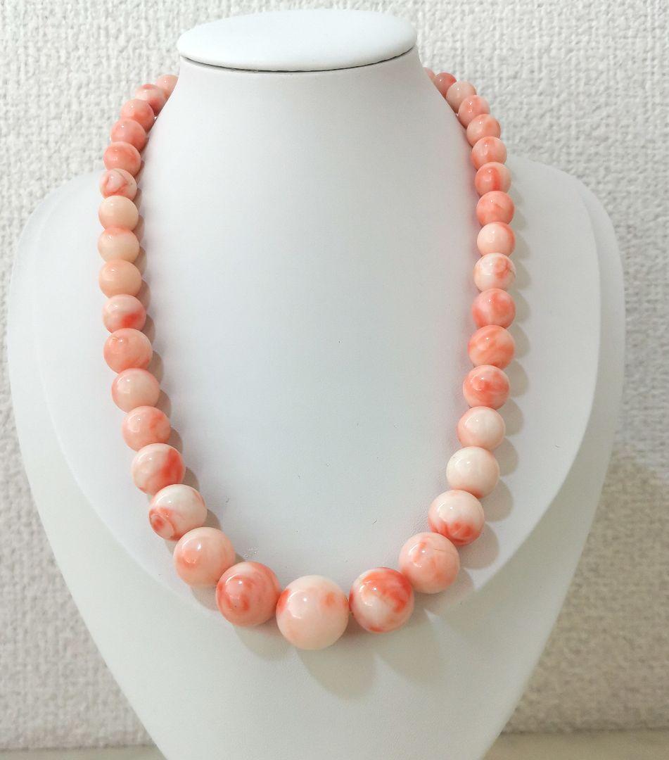 珊瑚、サンゴ、コーラル、ネックレスネックレス14.1mm、重约62.5g