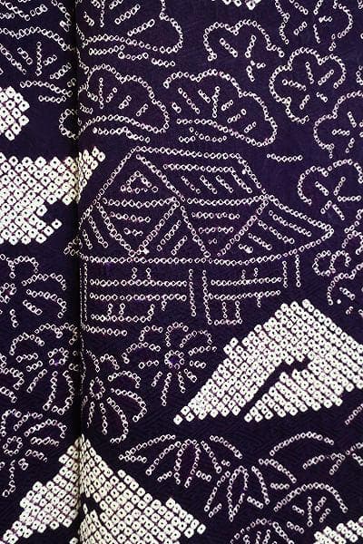 美品 訪問着 濃紫 絞り 風景柄 楓 松 花文 身丈158cm 裄丈69cm