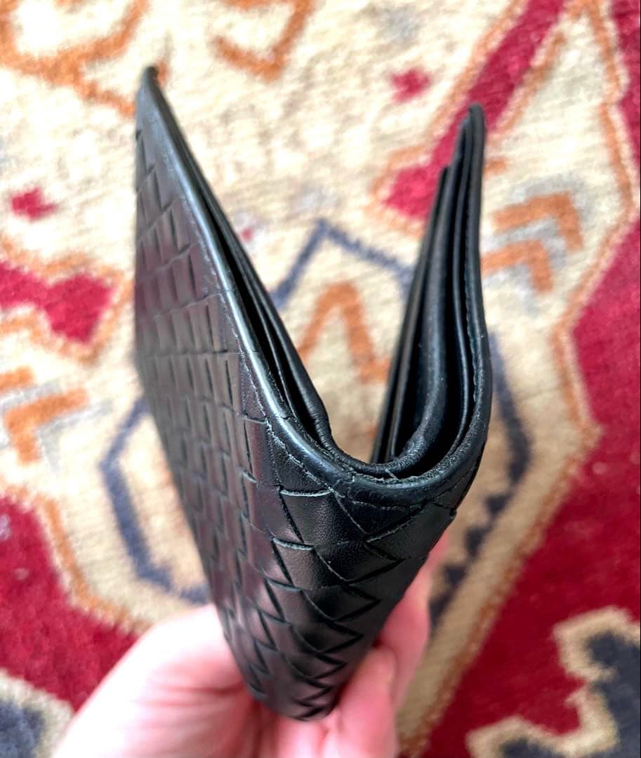 ボッテガヴェネタ◎二つ折り財布 イントレチャート ブラック