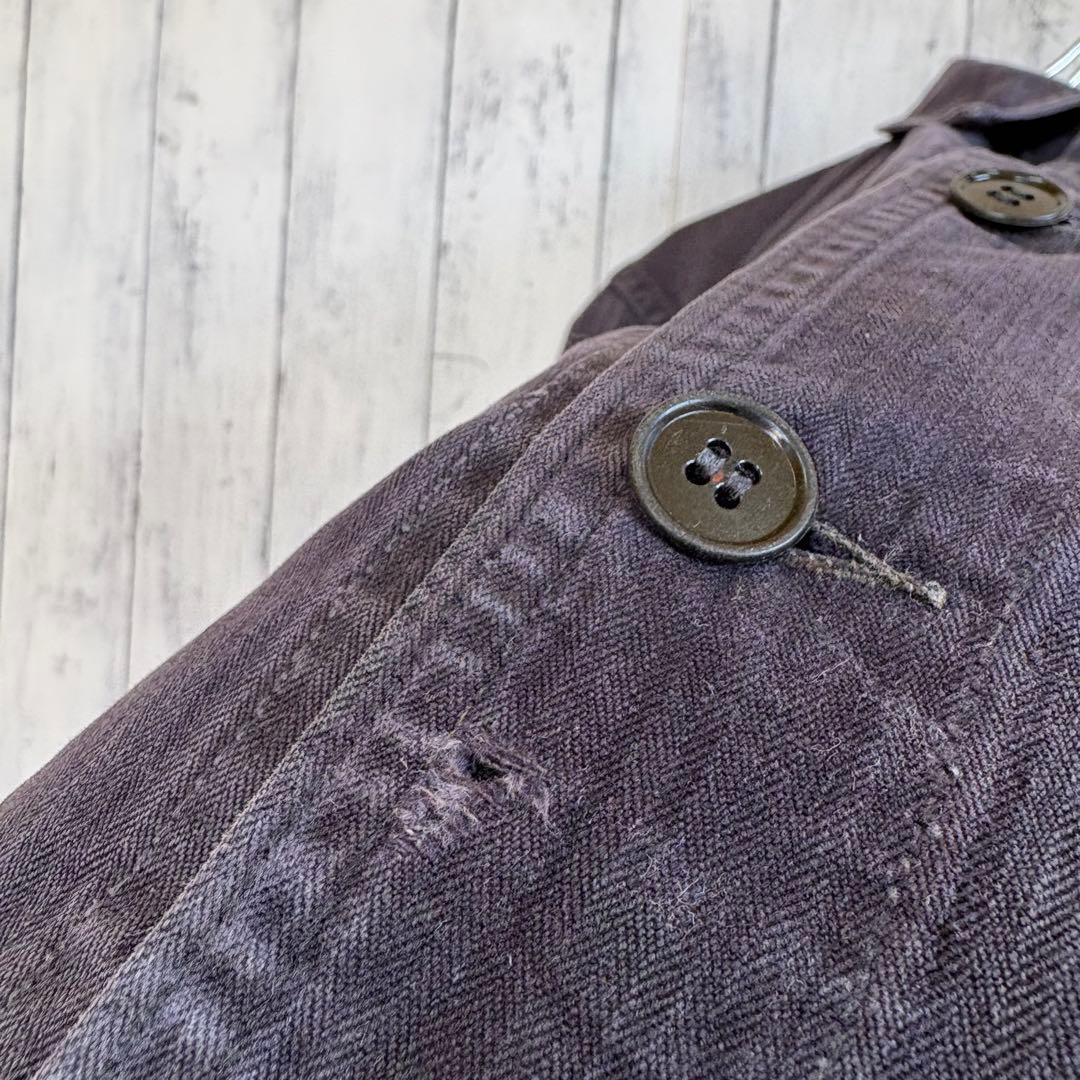 60s 70s フランス軍 ヘリンボーン カバーオール ワークジャケット 黒 M