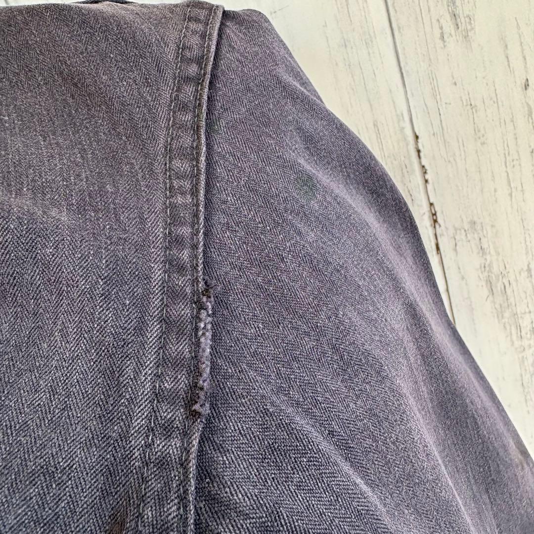 60s 70s フランス軍 ヘリンボーン カバーオール ワークジャケット 黒 M