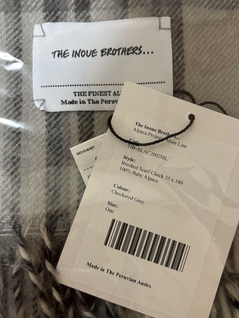 THE INOUE BROTHERS ブラッシュド チェックマフラー グレー