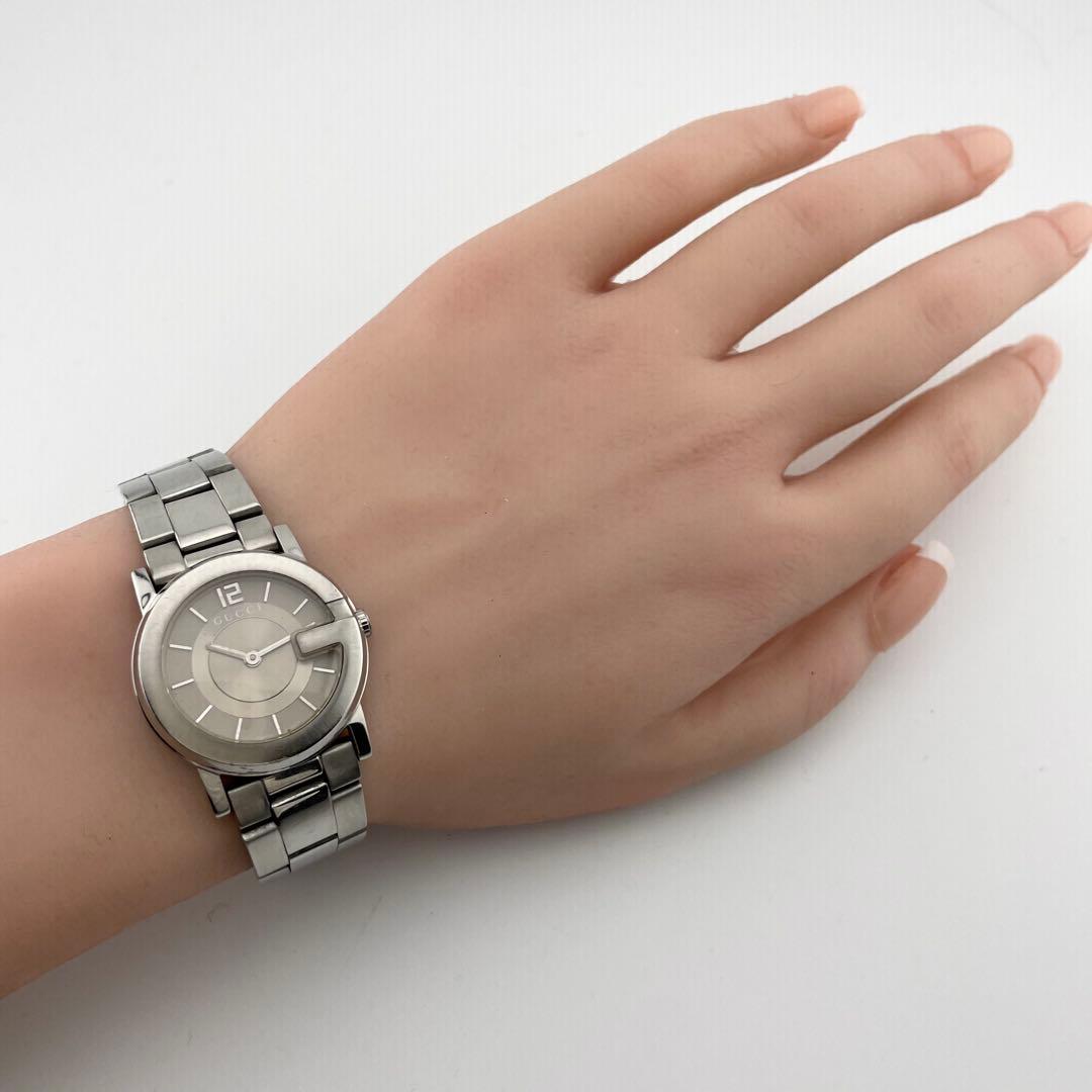 【稼働/新品電池】GUCCI グッチ　Gラウンド　腕時計　シルバー　レディース