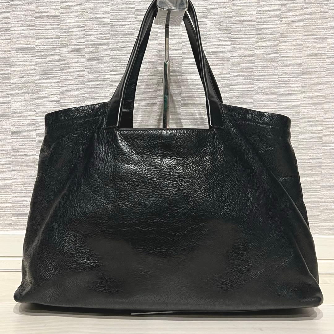 極美品✨イルビゾンテ トートバッグ オールレザーロゴ型押し A4可能 ブラック