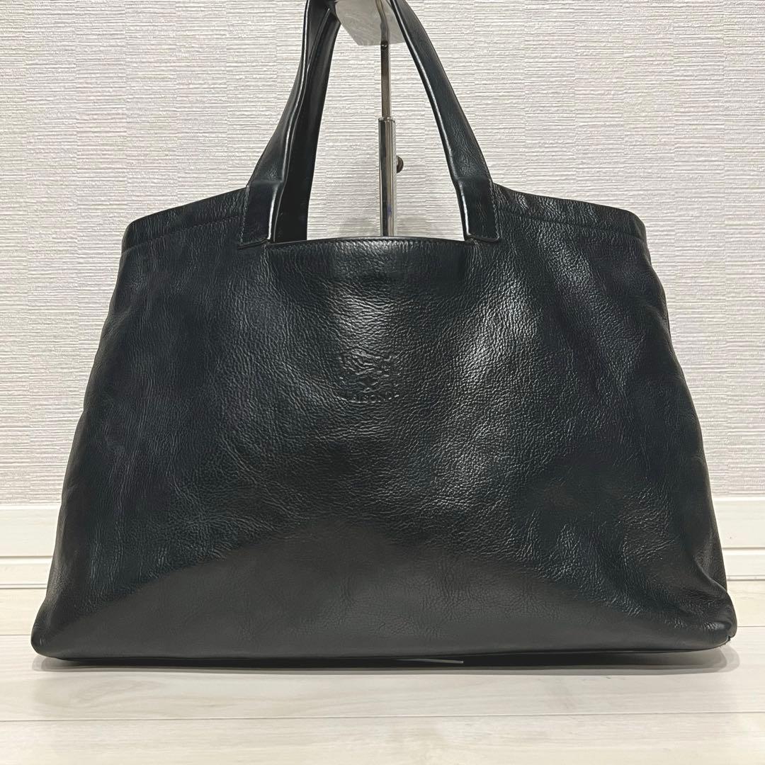 極美品✨イルビゾンテ トートバッグ オールレザーロゴ型押し A4可能 ブラック