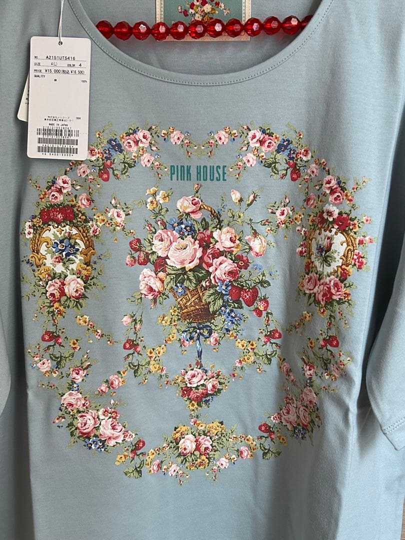 ピンクハウス　壁紙模様プリントカットソー